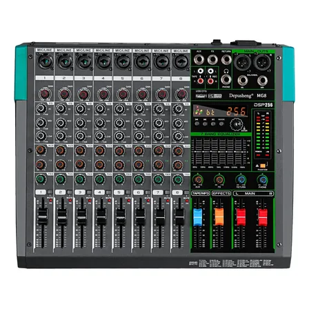 Mesa De Som 8 Canais Depusheng Mg8 Mixer Efeito De 256dsp