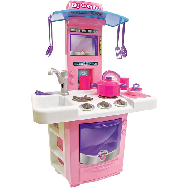 Cozinha Infantil Completa Grande Big Star Rosa Com Fogão Forno Torneira E Acessórios Brinq... Cozinha Infantil Completa Grande Big Star Rosa Com Fogão Forno Torneira E Acessórios Brinq...
