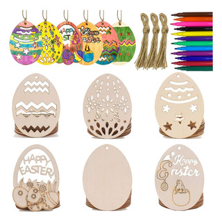 Adornos Colgantes De Madera De Huevos Para Pascua, 30 Piezas Adornos Colgantes De Madera De Huevos Para Pascua, 30 Piezas