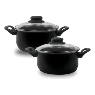Conjunto 2 Panelinhas Caçarola Teflon Antiaderentes Pequena Cor Preto Conjunto 2 Panelinhas Caçarola Teflon Antiaderentes Pequena Cor Preto