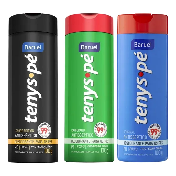 Kit C3 Mix Talco Para Pés 100g Tenys Pé  Baruel