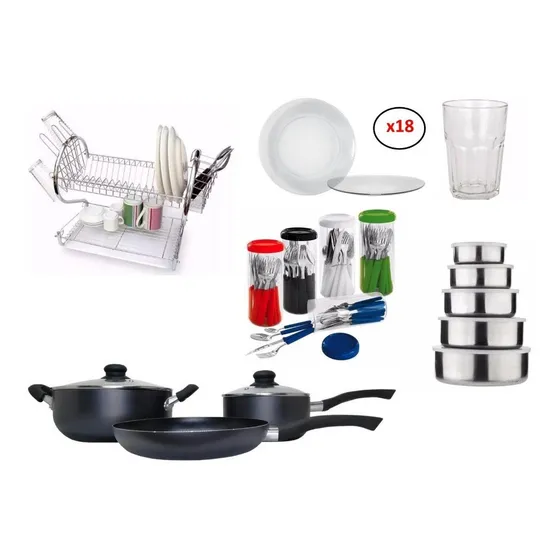 Set Juego Hogar 95 Pz Vajilla Vasos Bateria Cocina Cubiertos