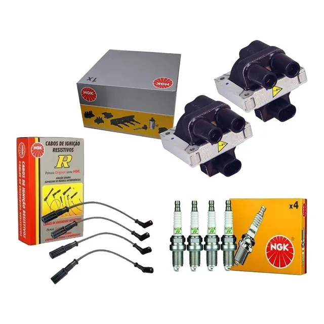 Kit 2 Bobina + Cabo + Vela Uno 1.0 Ie Sx 95 96 97 98 99 2000