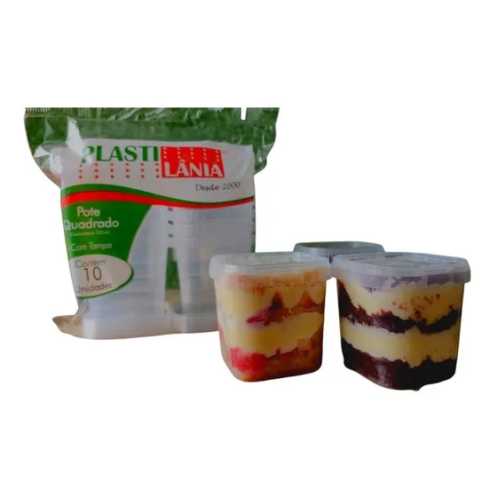 Pote Quadrado P/ Bolo C/ Lacre 220ml - 200 Un
