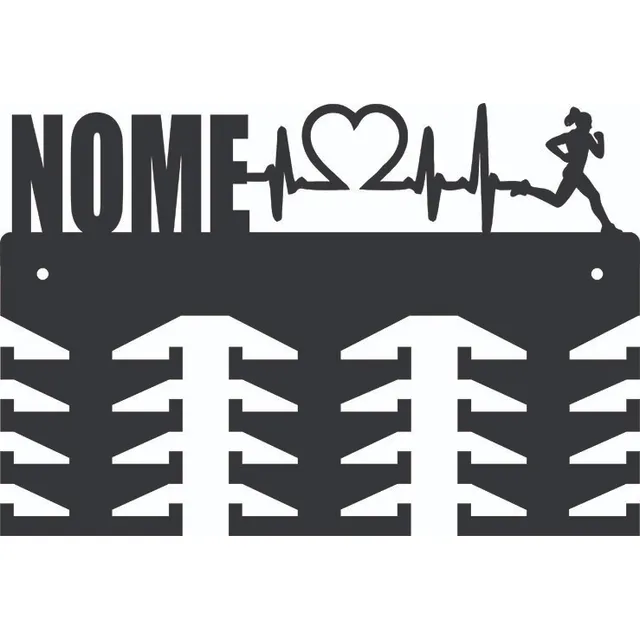 Porta Medalhas Corrida Feminina Cardio - Com Nome
