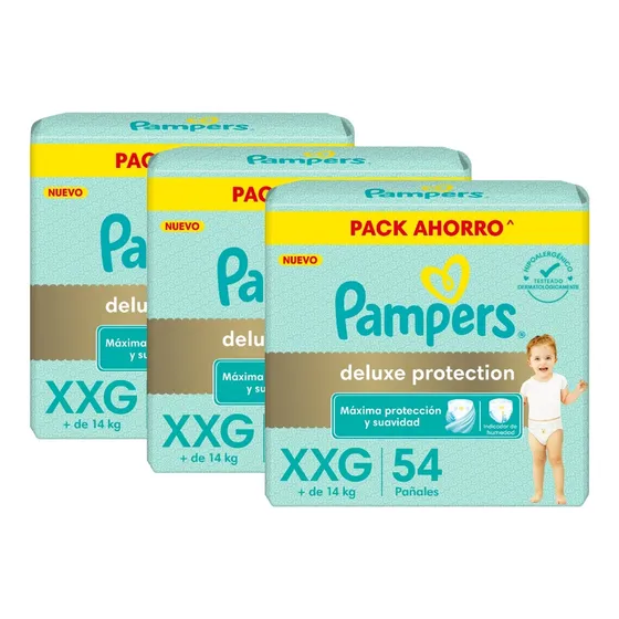 3 Pañales Pampers Deluxe Protection Mediano Grande G Xg Xxg