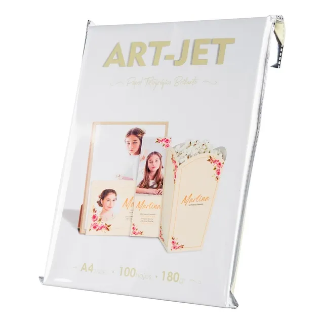 Papel Fotográfico Brillante Glossy A4 180g X 100h Art-Jet Blanco