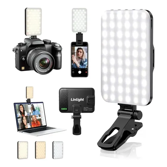 Selfie Ring Light Luz Para Celular Notebook E Câmera Led Recarregável C/clipe E Tripé