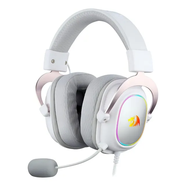Auriculares gamer Redragon Gamer Zeus X H510-RGB blanco con luz LED