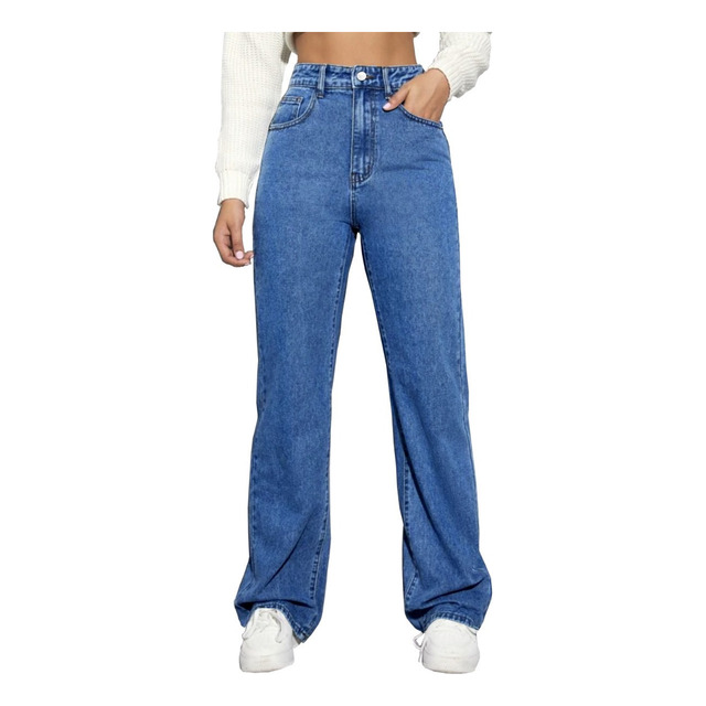 Calça Jeans Wideleg Pantalona Premium Cintura Alta Blogueira Calça Jeans Wideleg Pantalona Premium Cintura Alta Blogueira