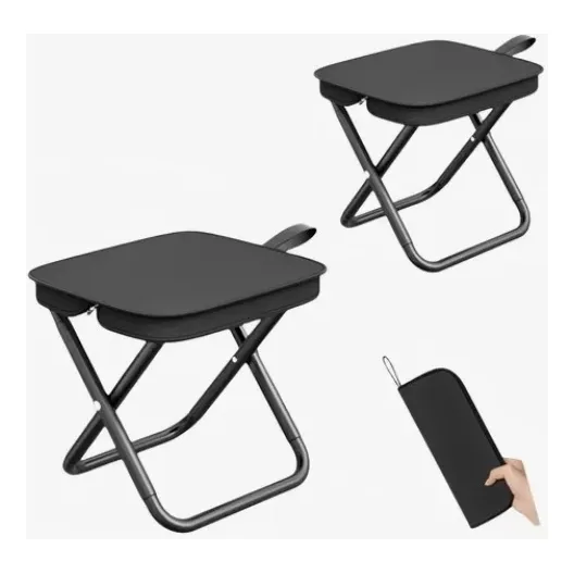2 Banco Plegable Multiusos Ligero Para Camping Y Senderismo Negro