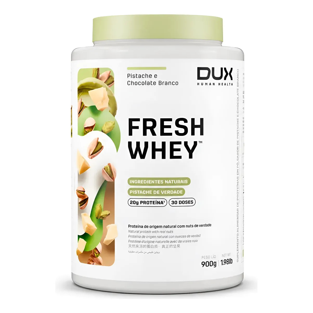 Whey Protein Fresh Whey Dux 900g Pistache Chocolate Branco