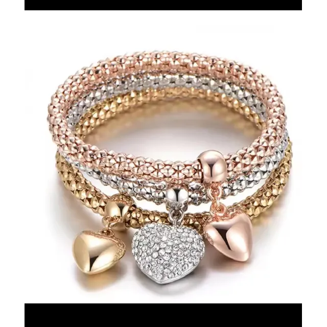 Set De 3 Pulseras Con Los Tres Colores Del Oro Tendencia 25