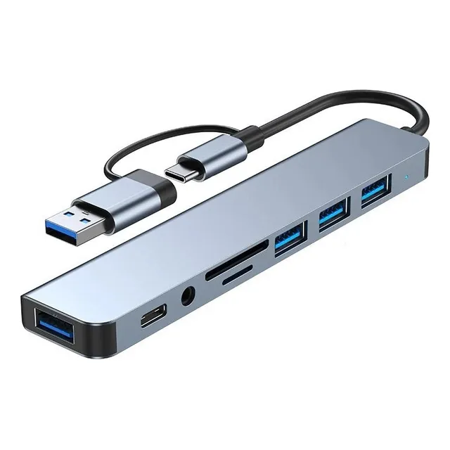 Multi Usb Hub 8 En 1 Multi Puertos Usb C + A Multiplicador
