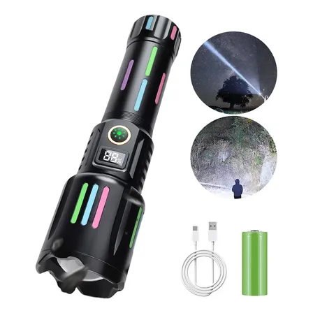 Lanterna Led Mais Forte Mundo Titanium Canhão Luz Lanterna Preto