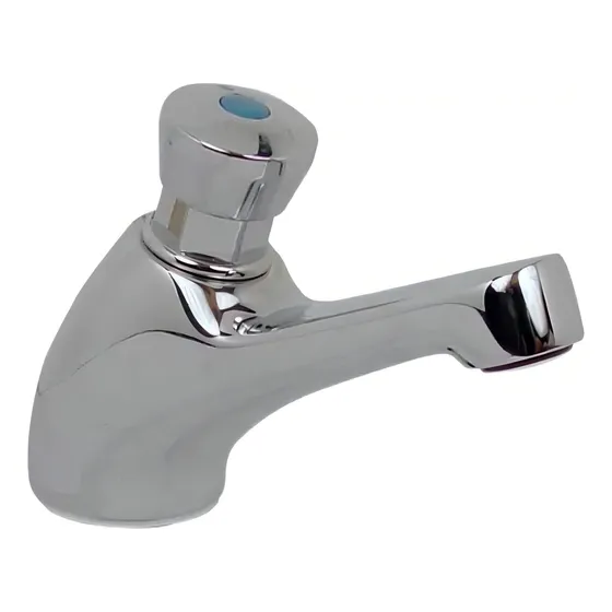 Llave Temporizadora Para Lavabo De Push Rugo 16-t Acabado Brillante Color Plateado