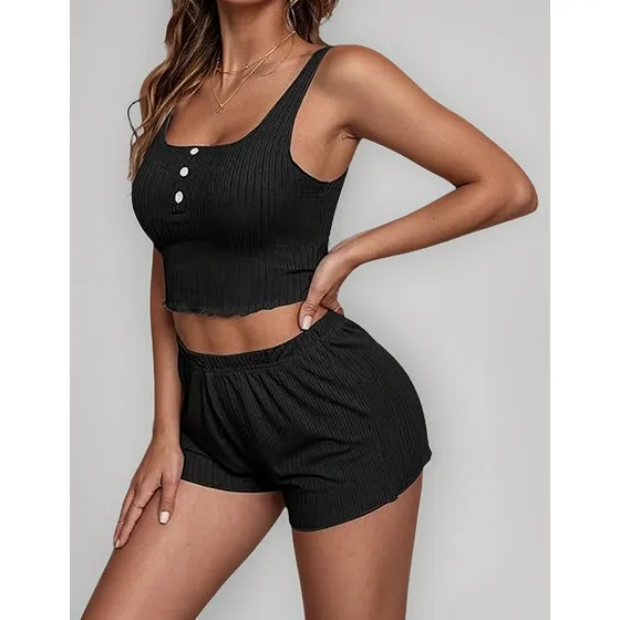 Conjunto Casual - Peto + Short Mujer - Pijama Corto 2 Piezas