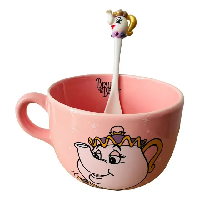 Taza Tazón Sra Potts C/cuchara Artesanal Desayuno Cerámica