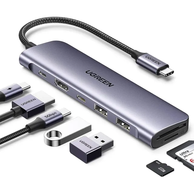 Hub Usb-c 7 En 1 2 Usb-a 3.0 1 Usb-c 3.0(5gbps) 1 Usb-c Pd 