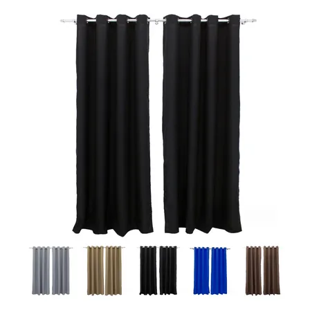 Cortina Oxford Ilhós Para Sala E Quarto 3,00m X 1,70m Preto Cozzilar