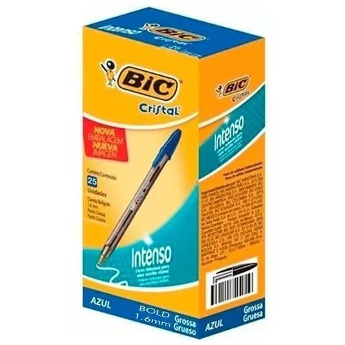 Caneta Esferografica Bic Cristal Bold intenso 1.6mm Azul C/ 25 unds