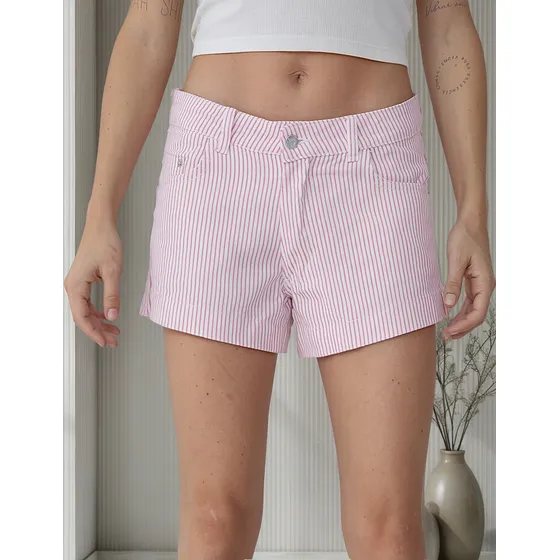 Short Rayado Rigido Tiro Medio Mujer Kinoa Denim