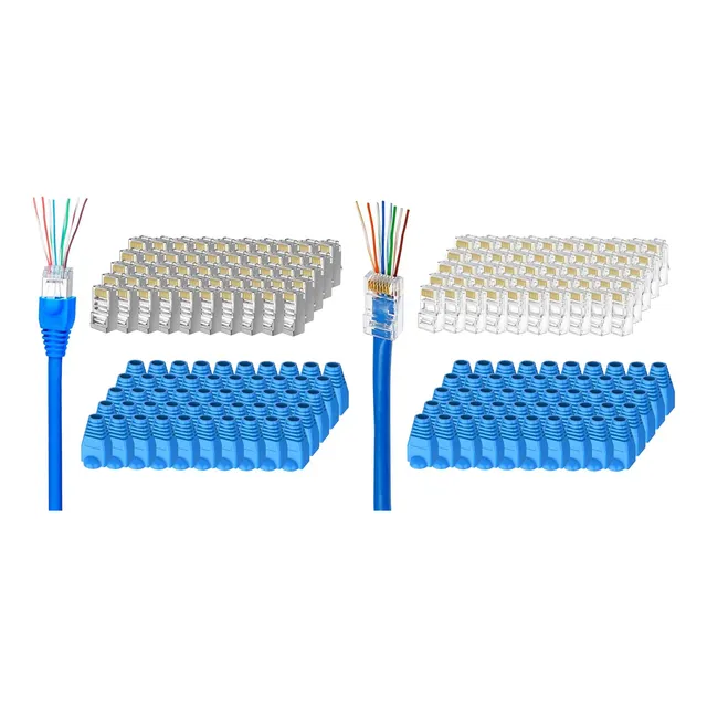 Paquete De 100 Conectores Rj45 Sin Blindaje Cat6 Y 100 Botas