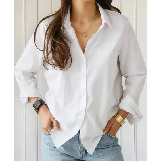 Blusa De Algodón Con Camisa Blanca De Moda Para Mujer De Man