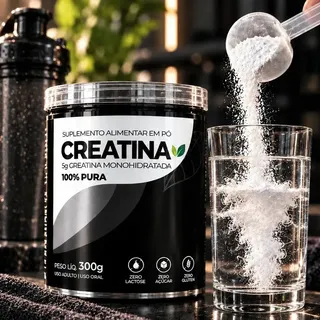 Creatina Monohidratada Pura Premium Em Pó 300g Sem Sabor Sem Sabor