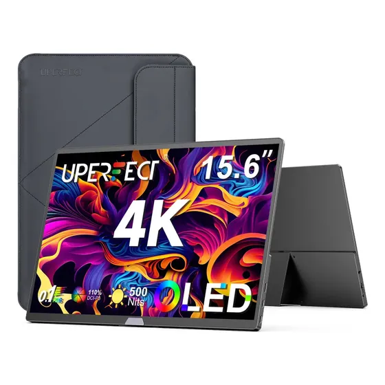 Uperfect 4k Oled Monitor Portátil,15.6 Pulgadas 3456x2160 Uhd 500nits 150%srgb,0.1ms Resposta Vesa P