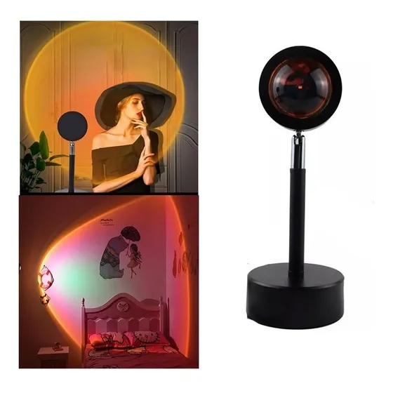 Lampara Poryector Led Atardecer Arcoiris Decoración Color de la estructura Negro