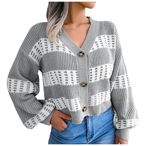 Sueter Corto Cardigan Manga Larga Frente Abierto Para Mujer
