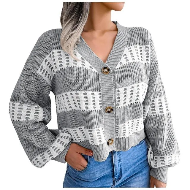 Sueter Corto Cardigan Manga Larga Frente Abierto Para Mujer