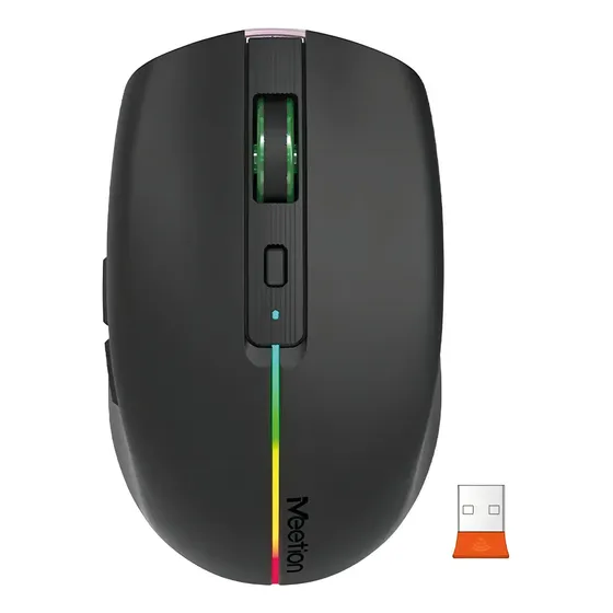 Mouse Inalámbrico Meetion Btm002 Luz Led 6 Botones Febo Color Negro