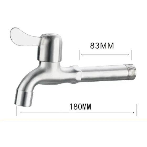 Llave De Chorro 1/2 Con Cuello Extra Largo Acero Inoxidable