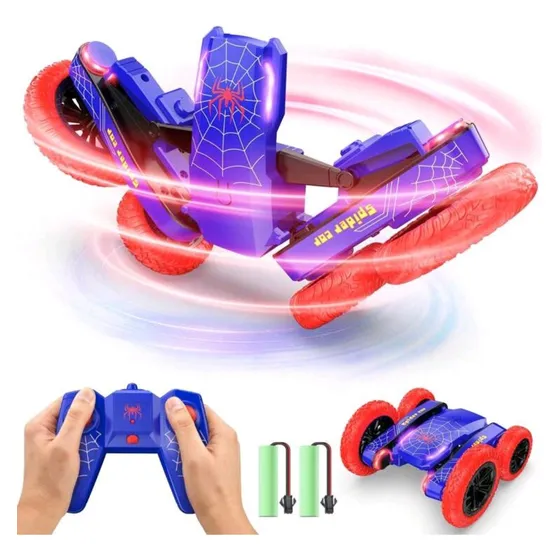 Carro A Control Remoto Acrobacias Giros 3600 Spider Man