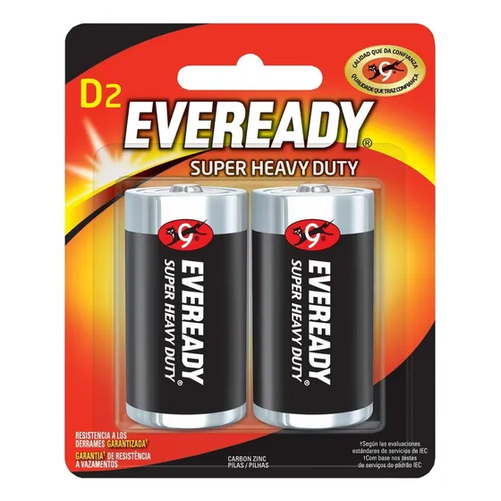 Pila Eveready Carbon Zinc Modelo 1250 Tamaño D Blister Con 2 Unidades 1.5v