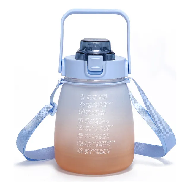 Garrafa De Agua Infantil 1.3 Litros Com Canudo E Alça Ombro