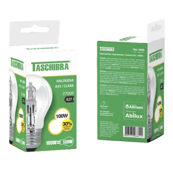 Lâmpada Para Aquecimento Estufa Halógena 100w A55 Taschibra