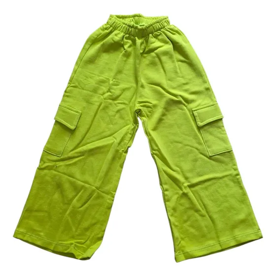 Pantalón Palazzo Wide De Niñas Cargo De Algodón Colores