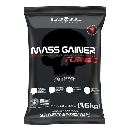 Hipercalorico Mass Gainer Turbo Refil - 1,6kg - Black Skull Sabor Baunilha