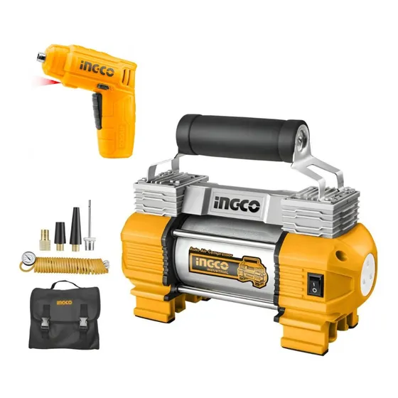 Compresor De Aire 12v + Atornillador Inal 4v Csdli0402 Ingco