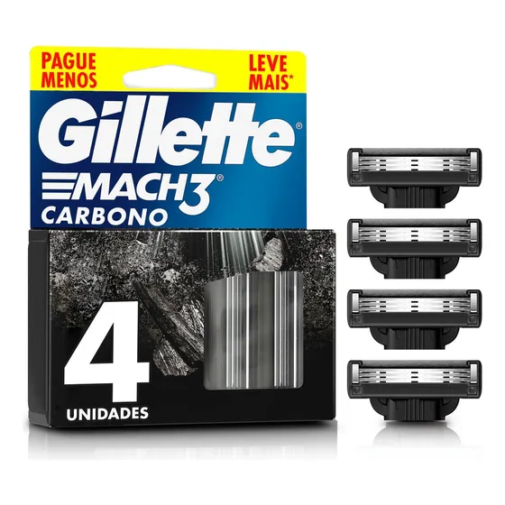 Gillette Mach3 Carbono Repuestos De La Máquina De Afeitar 4 Unidades