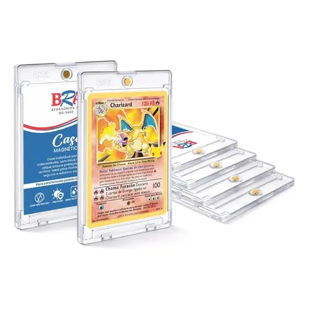 10 Case Magnético Para Cards Tcg Pokemon, Magic, Lorcana Bra Transparente
