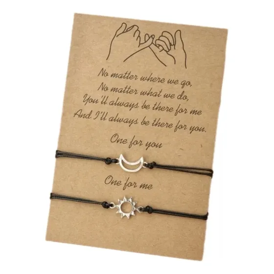 Pulseiras Casal Amizade Sol E Lua 