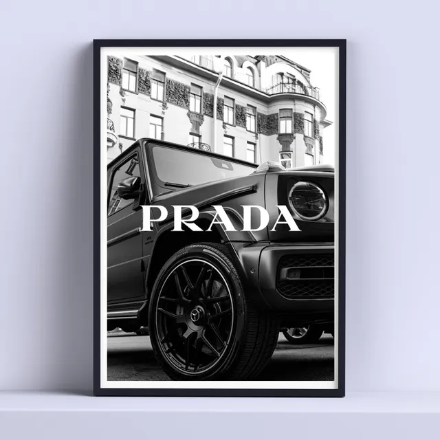 Cuadro Decorativo Prada Moda Jeep  30x40cm Con Vidrio 