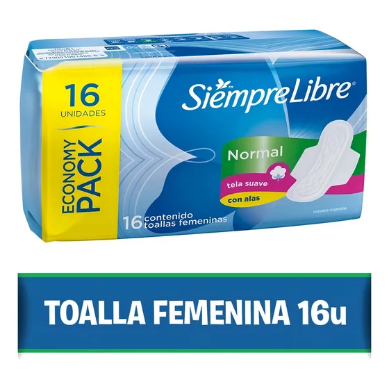 Toallas Femeninas Siempre Libre® Normal Con Alas X 16 Un