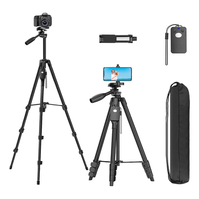 TONEOF 170cm Tripie Para Cámara Y Celular Con Control Remoto，Aluminio Trípode para Profesional Camara Fotografica con Soporte y Tornillo de 1/4"