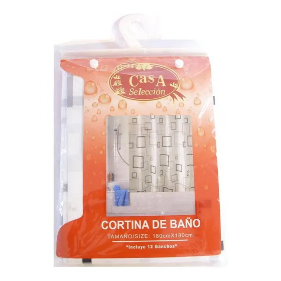 Cortina De Baño Casa Selección, Blanca Con Cuadros  