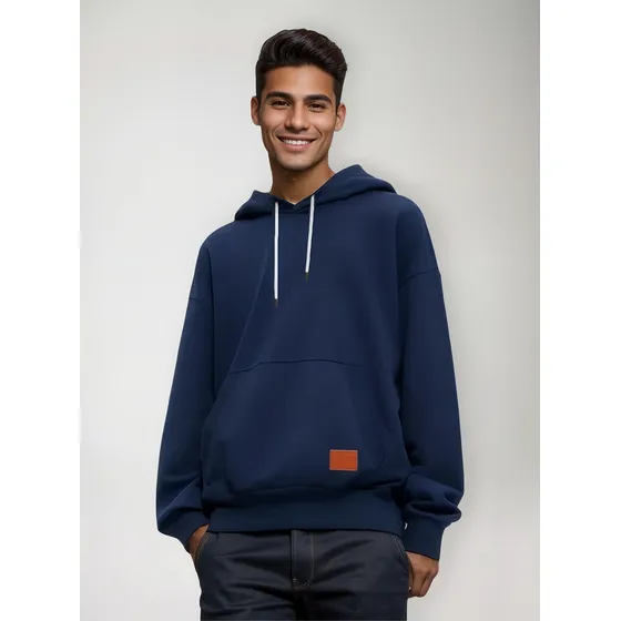 Suéter Con Capucha Color Puro Casual Moda Delgado Hombre